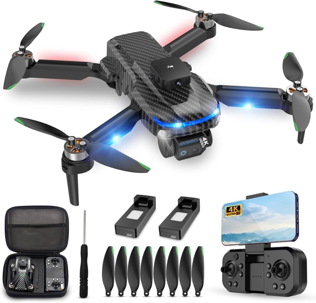 4K Drone for Kids Beginners,Emergency Stop,GPS,Emergency Stop,One Key Start,360 Flips,Headless Mode,2 Batteries,Carrying Case - Wireless Toys for Boys and Girls