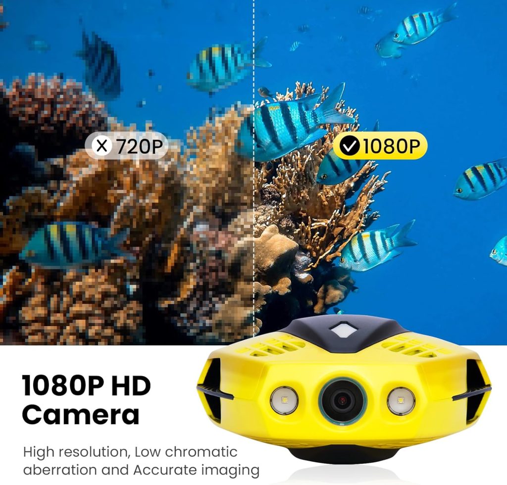 Chasing Dory Underwater Camera, 1080p Full Hd Underwater Photography, Real-time Observation, App and Bluetooth Remote Control, One Click Sharing for Diving, Fishing, Underwater Photography