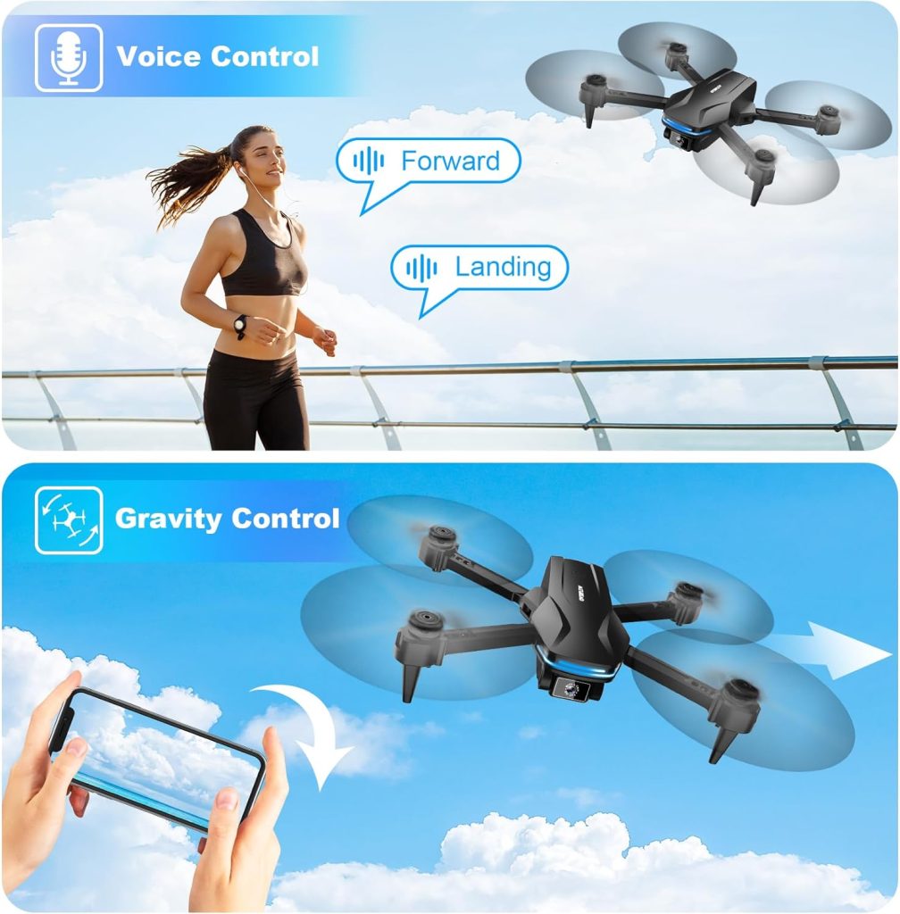 Drone with Camera 1080P HD FPV Foldable Drone for Beginners and Kids, Quadcopter with Voice Gesture Control with Carrying Case, One Key Take Off/Land, Optical Flow Positioning, 360° Flip, Waypoint Fly