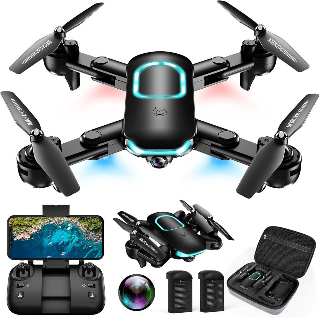 Drone with Camera - Foldable Drone for Kids Adults with 1080P FPV Camera, Upgrade Altitude Hold, Gestures Selfie, Waypoint Fly, Headless Mode, 3D Flip, One Key Start, 3 Speed Mode, Circle Fly, 2 Batteries