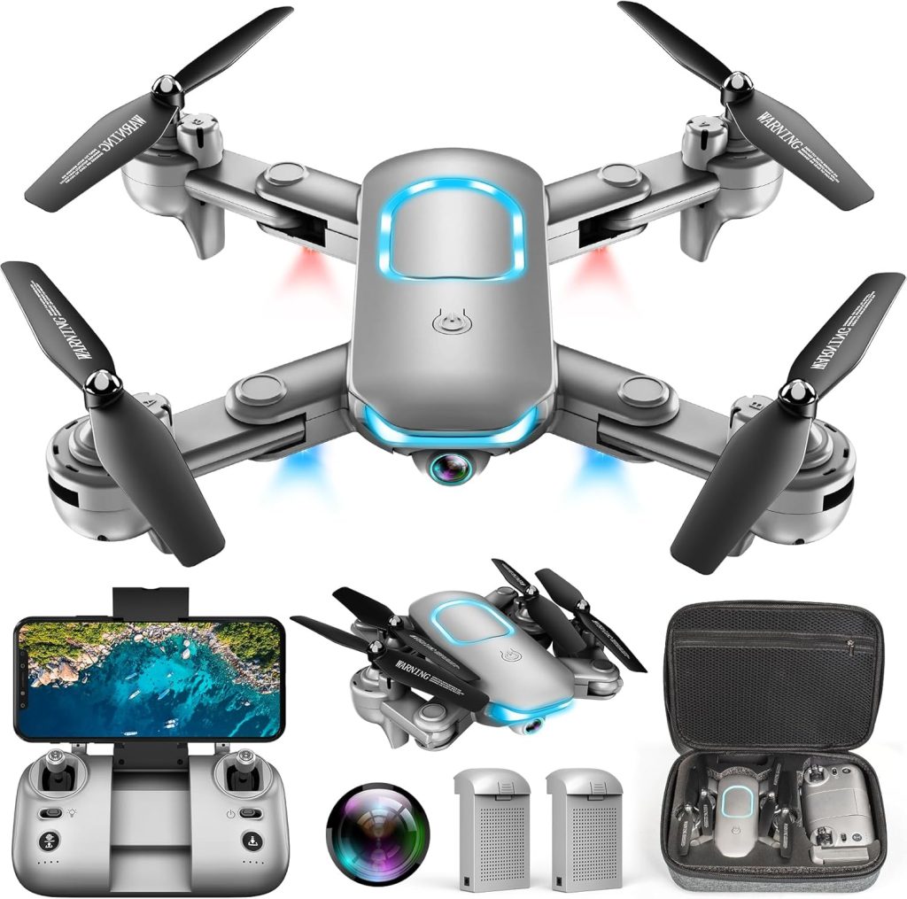 Drone with Camera - Foldable Drone for Kids Adults with 1080P FPV Camera, Upgrade Altitude Hold, Gestures Selfie, Waypoint Fly, Headless Mode, 3D Flip, One Key Start, 3 Speed Mode, Circle Fly, 2 Batteries