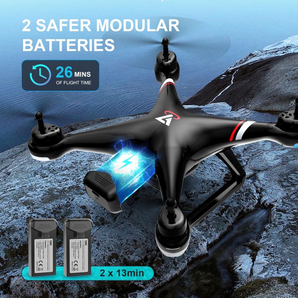 GPS Drone with 1080P HD Camera for Adults and Kids, 5G Transmission FPV Drone, TSRC X7 RC Quadcopter with 2 Batteries, Auto Return, Follow Me, Altitude Hold, Easy for Beginners