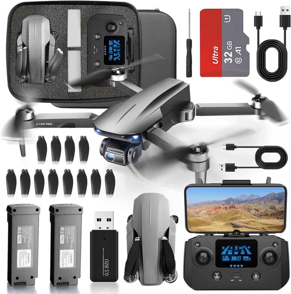 HHD Drone with 4K Camera for Adults Beginner,249g Foldable 5G FPV Transmission, 32GB SD Card Include,RC Quadcopter,Brushless Motor,Smart Return Home,Headless Mode and 2 Speeds(Black)