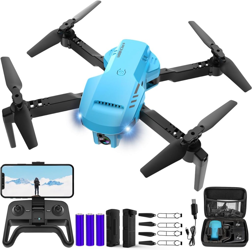 Mini Drone with Camera - 1080P HD FPV Foldable Drone with Carrying Case, 2 Batteries,90° Adjustable Lens, One Key Take Off/Land, Altitude Hold, 360° Flip, Gifts Drones for Kids and Adults