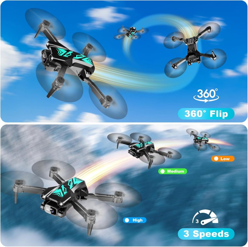 Mini Drone with Camera for Kids Adults-1080P FPV Camera Foldable Drone with Stable Altitude Hold, Gestures Selfie, Waypoint Fly, Auto-Follow, 3D Flip, One Key Start, 3 Speeds, 2 Batteries