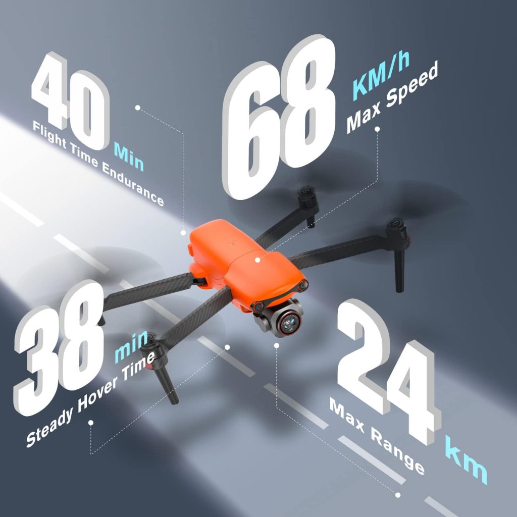 Autel Robotics EVO Lite Plus Premium Bundle, 1 CMOS Drone with 6K HDR Camera, 40 Minutes, 3 Axis Gimbal UAV 3-Way Obstacle Avoidance, 7.4 Miles Transmission, Lite+ Fly More Combo (Orange)