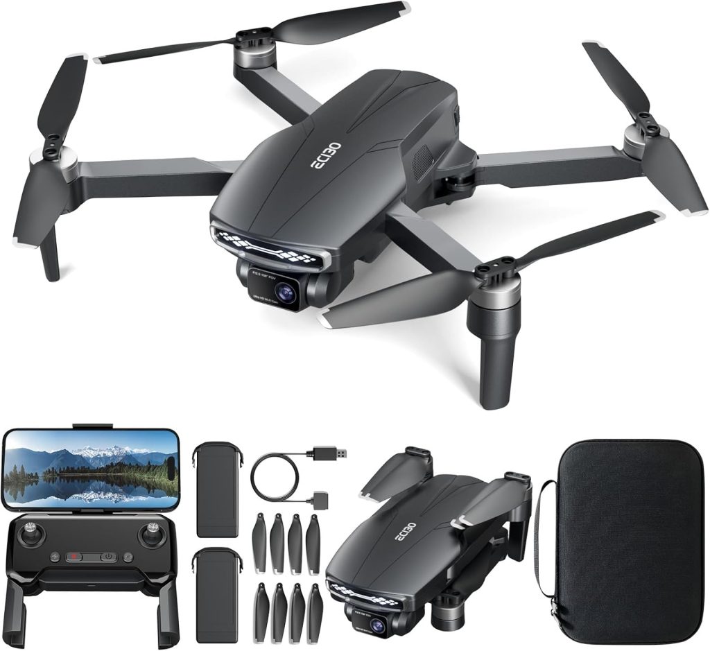 Brushless Motor Drone with 4K Camera for Adults Long Range FPV Video RC Drone with Optical Positioning,5G Transmission,120°FOV 90°Adjustable Lens,2Batteries,Carrying Case,Easy for Beginners,Under 249G