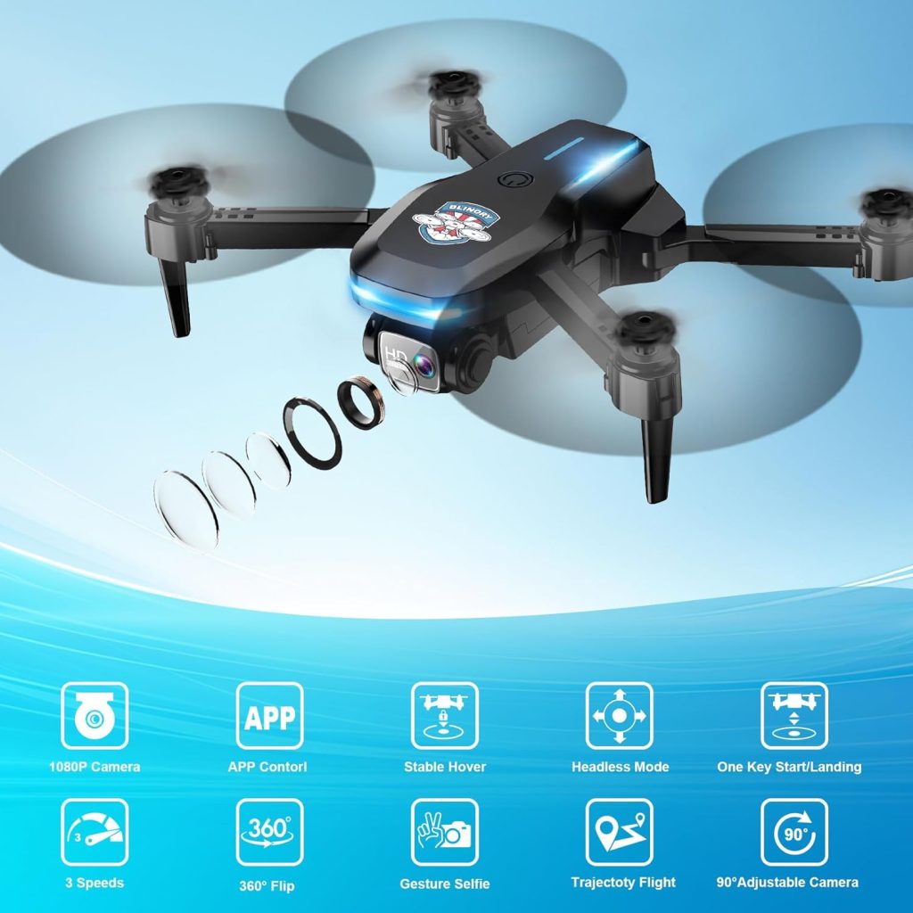 Drone with Camera 1080P FPV Foldable Drone for Beginners, Mini Drone with Altitude Hold, Optical Flow Positioning, One Key Take Off/Land, Trajectory Flight, 3D Flip, 3 Speeds, Gravity Control,Toys for Boys Girls