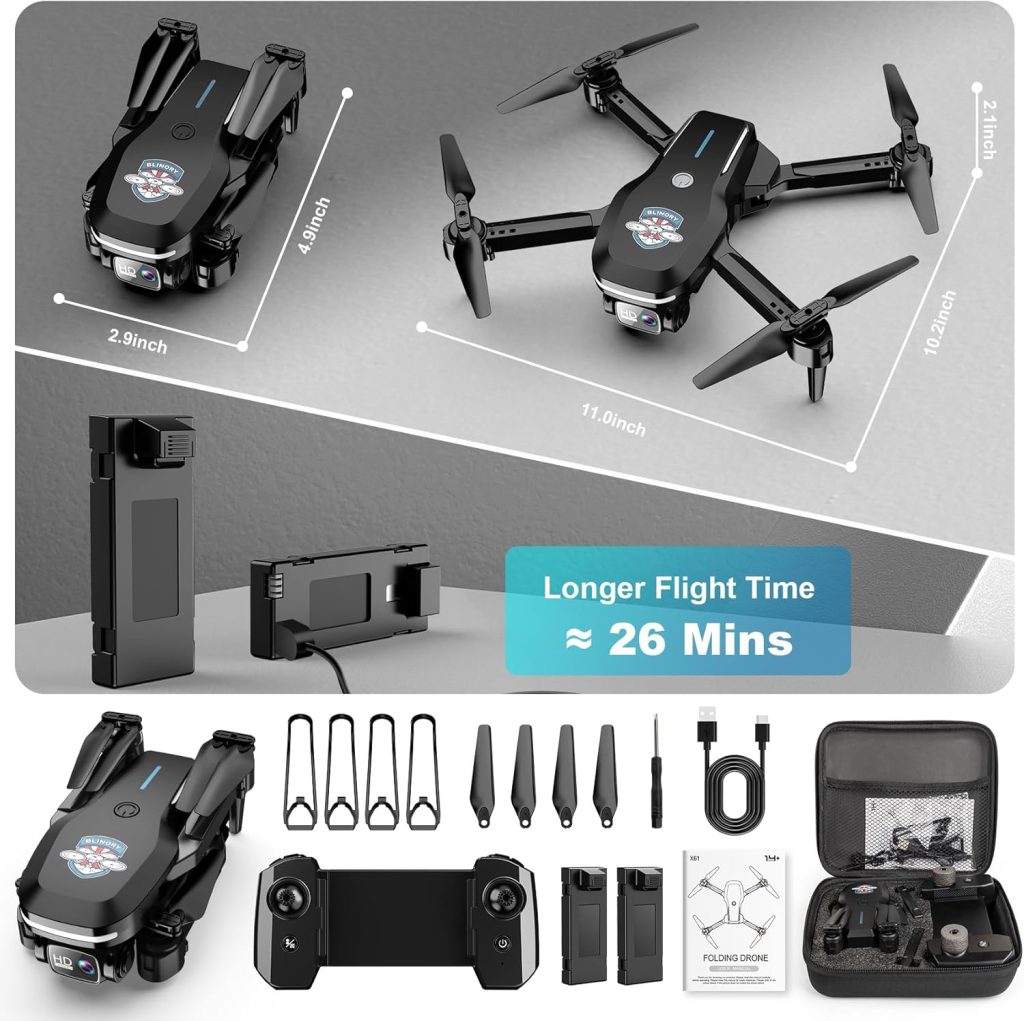 Drone with Camera 1080P FPV Foldable Drone for Beginners, Mini Drone with Altitude Hold, Optical Flow Positioning, One Key Take Off/Land, Trajectory Flight, 3D Flip, 3 Speeds, Gravity Control,Toys for Boys Girls