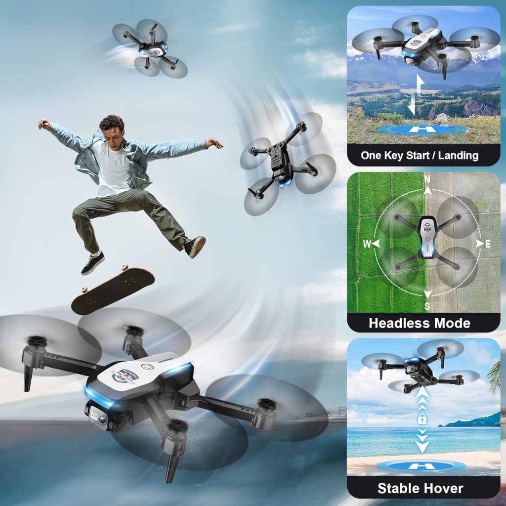 Drone with Camera 1080P FPV Foldable Drone for Beginners, Mini Drone with Altitude Hold, Optical Flow Positioning, One Key Take Off/Land, Trajectory Flight, 3D Flip, 3 Speeds, Gravity Control,Toys for Boys Girls