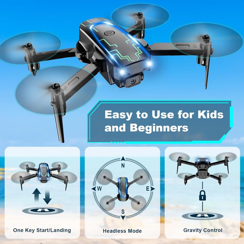 Mini Drone with Camera, Drones for Kids Adults, Boys Gifts, 1080P HD Foldable Drone with Gravity Control, Gestures Selfie, Altitude Hold, One Key Start, 3D Flips, 2 Batteries, Toy for Boys Girls