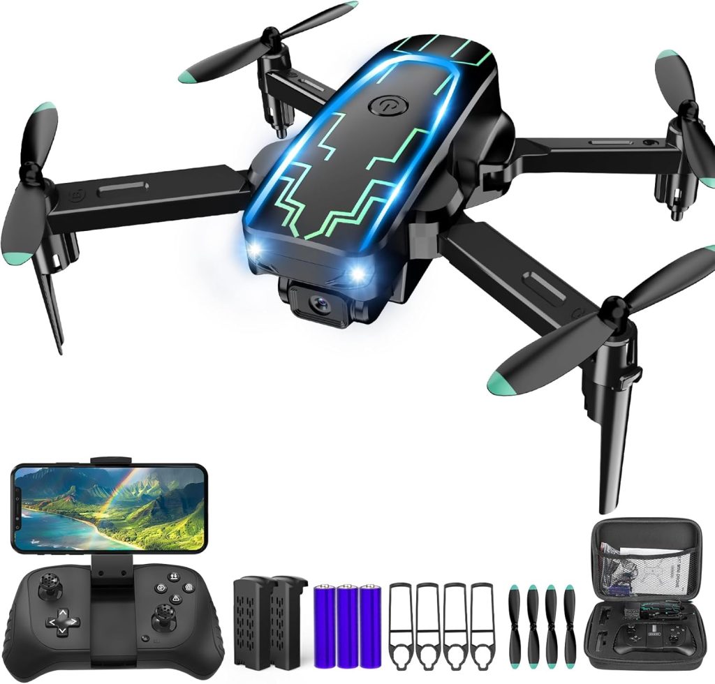 Mini Drone with Camera, Drones for Kids Adults, Boys Gifts, 1080P HD Foldable Drone with Gravity Control, Gestures Selfie, Altitude Hold, One Key Start, 3D Flips, 2 Batteries, Toy for Boys Girls