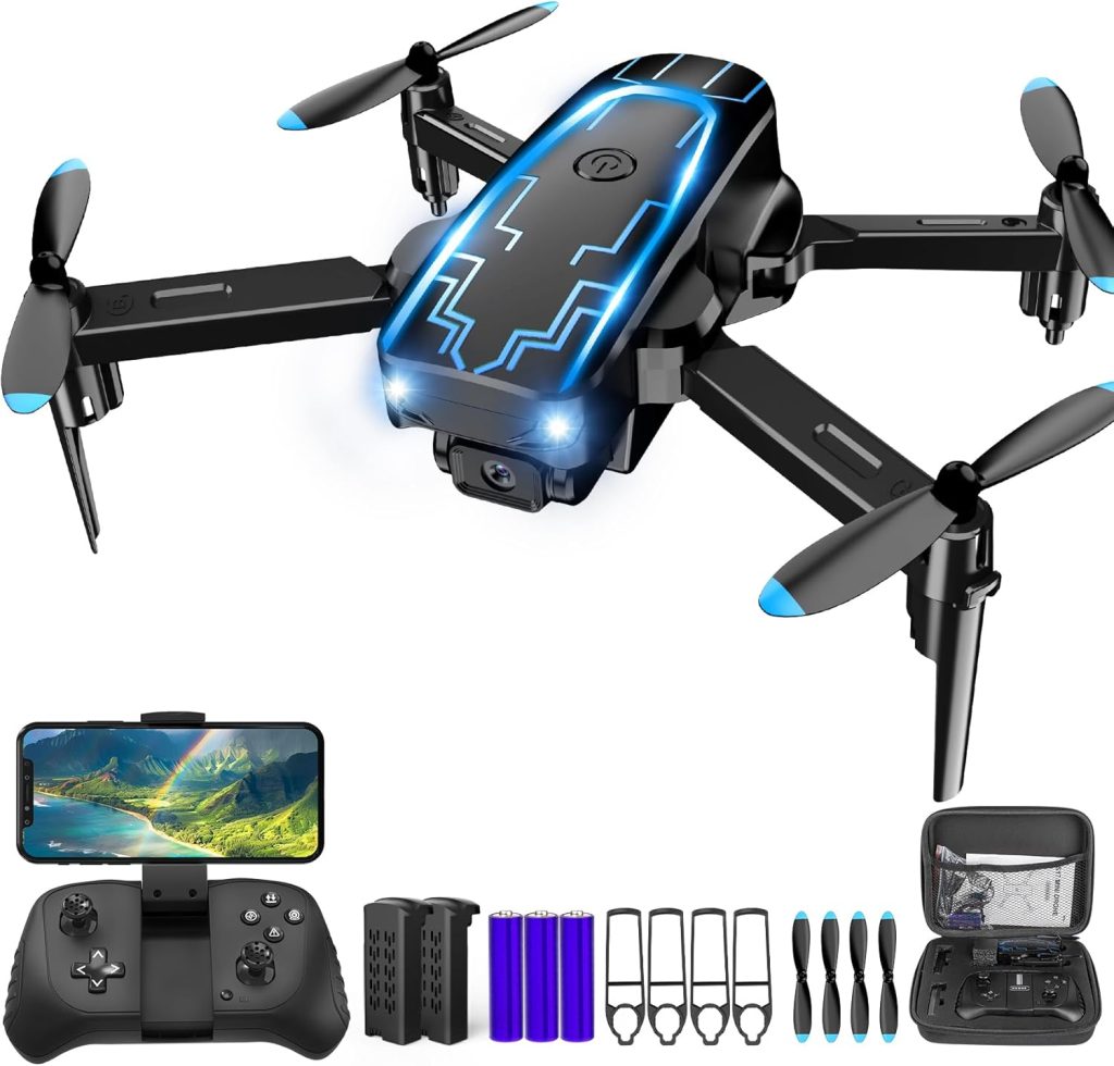 Mini Drone with Camera, Drones for Kids Adults, Boys Gifts, 1080P HD Foldable Drone with Gravity Control, Gestures Selfie, Altitude Hold, One Key Start, 3D Flips, 2 Batteries, Toy for Boys Girls