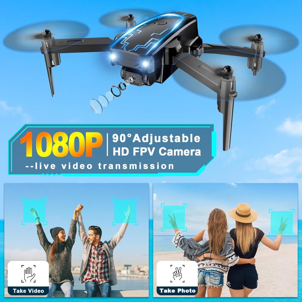 Mini Drone with Camera, Drones for Kids Adults, Boys Gifts, 1080P HD Foldable Drone with Gravity Control, Gestures Selfie, Altitude Hold, One Key Start, 3D Flips, 2 Batteries, Toy for Boys Girls