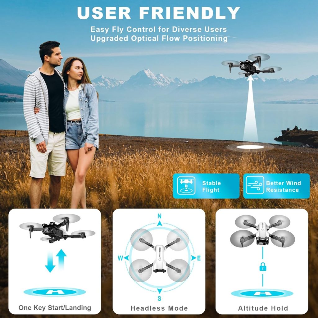 Mini Drone with Camera - Foldable Drone for beginners with 1080P FPV Camera, Upgrade Altitude Hold, Gestures Selfie, Waypoint Fly, Headless Mode, 3D Flip, One Key Start, 3 Speed Mode, 2 Batteries