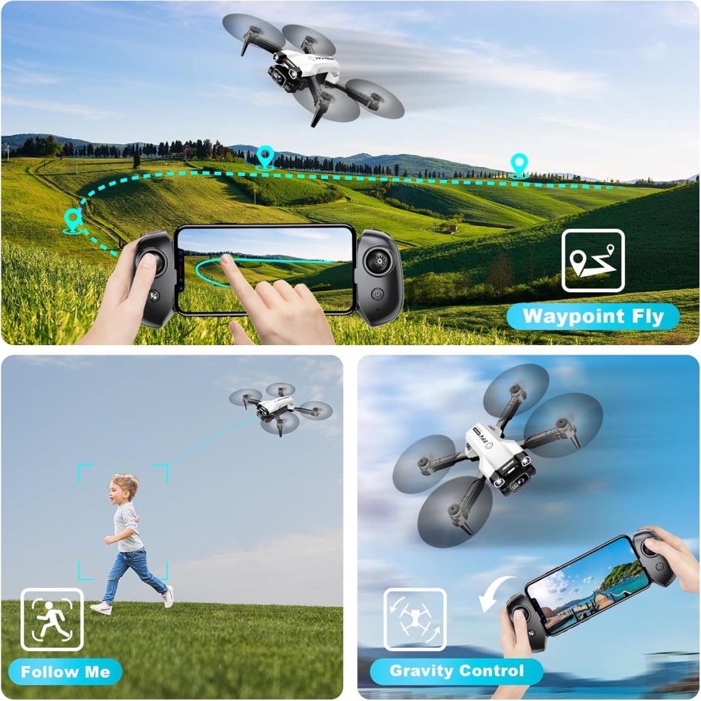 Mini Drone with Camera - Foldable Drone for beginners with 1080P FPV Camera, Upgrade Altitude Hold, Gestures Selfie, Waypoint Fly, Headless Mode, 3D Flip, One Key Start, 3 Speed Mode, 2 Batteries