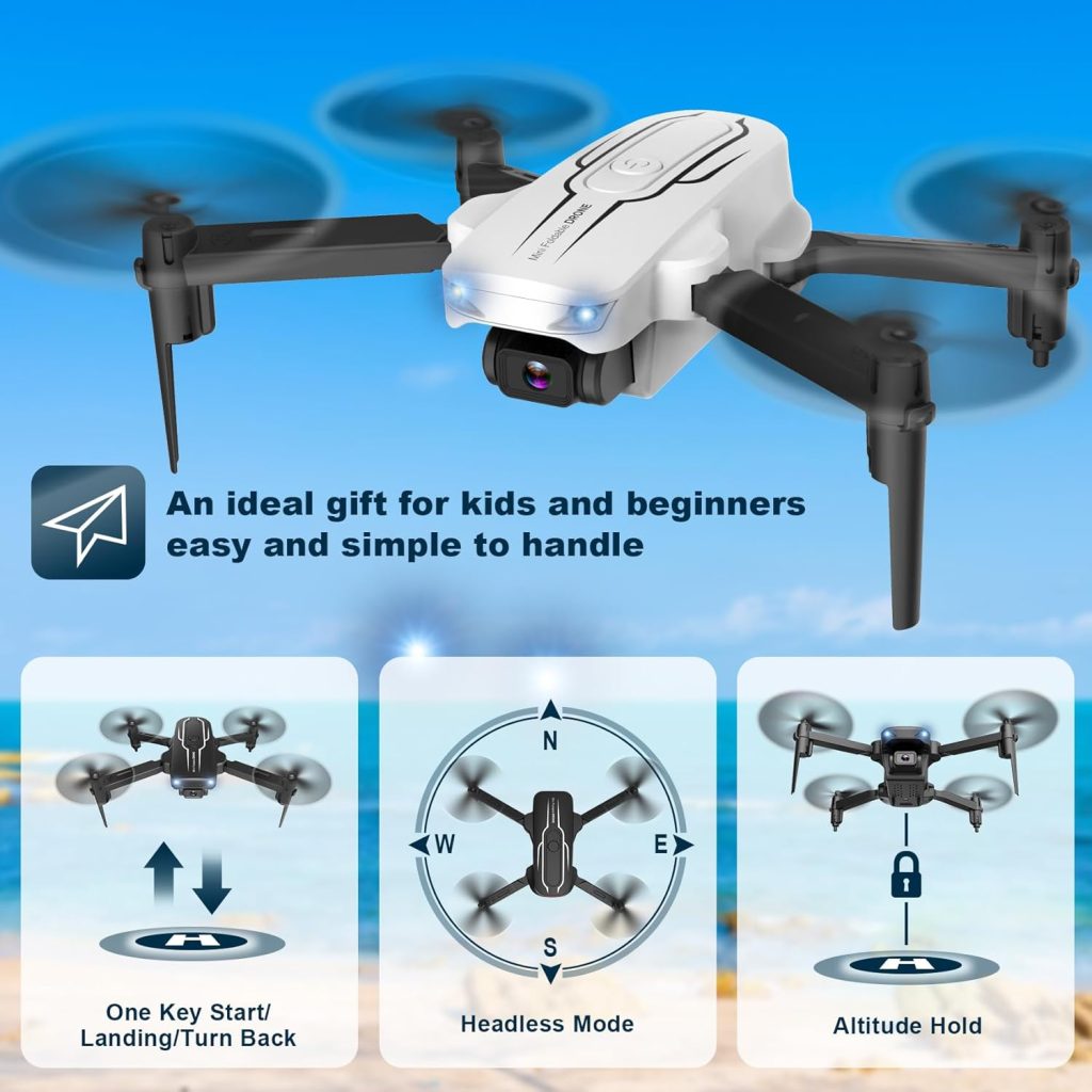 Mini Drone with Camera for Adults Youth - 1080P HD FPV Camera Drones with 90° Adjustable Lens, Gestures Selfie, One Key Start, 360° Flips, Toys Gifts RC Quadcopter for Boys Girls with 2 Batteries