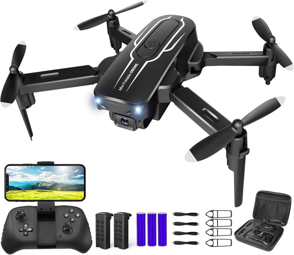 Mini Drone with Camera for Adults Youth - 1080P HD FPV Camera Drones with 90° Adjustable Lens, Gestures Selfie, One Key Start, 360° Flips, Toys Gifts RC Quadcopter for Boys Girls with 2 Batteries